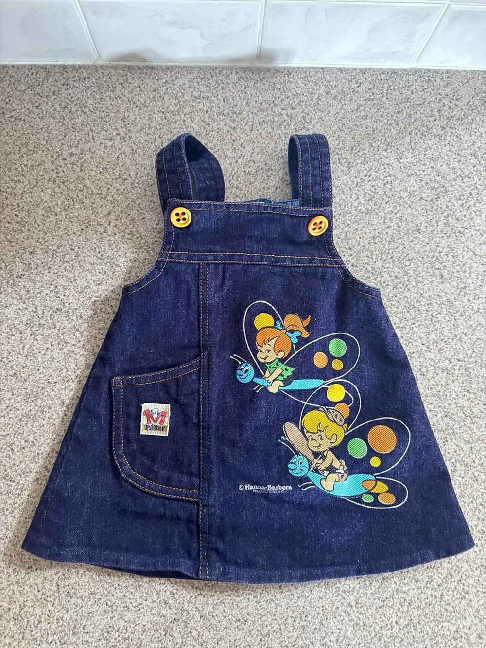 Hanna-Barbera Denim Kids Jumper Dress in Dark Blue